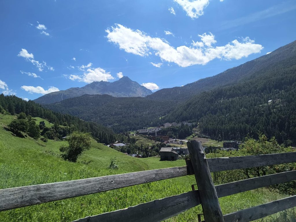 Mountain view across a green valley in Ötztal